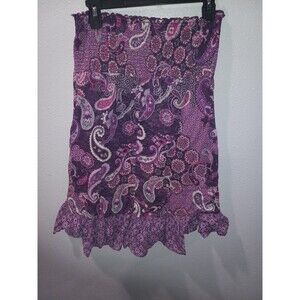 no boundaries strapless rounched purple paisley summer dress size 11/13